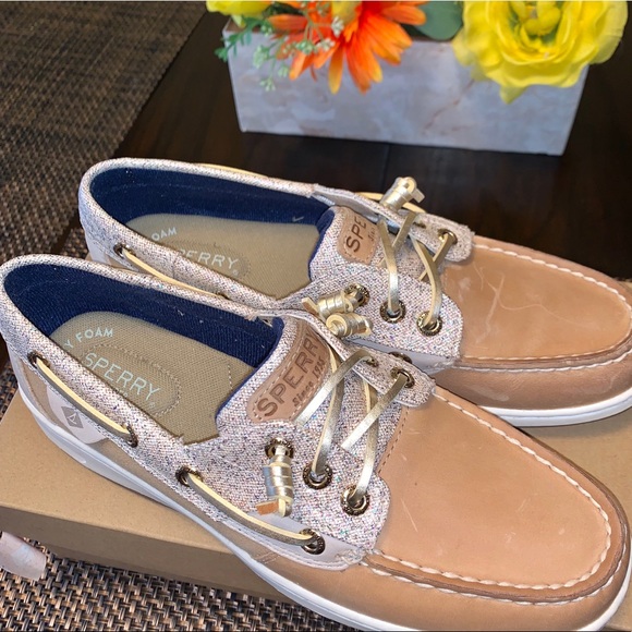 NWB Sperry Rosefish Sparkle linen/oat size 7 - Picture 2 of 8